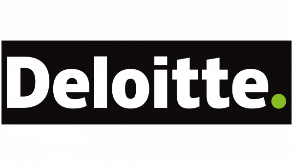 Deloitte logo in white writing on a black background
