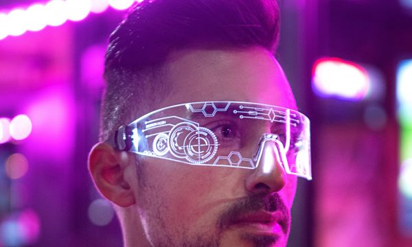 Man with advanced tech glasses
